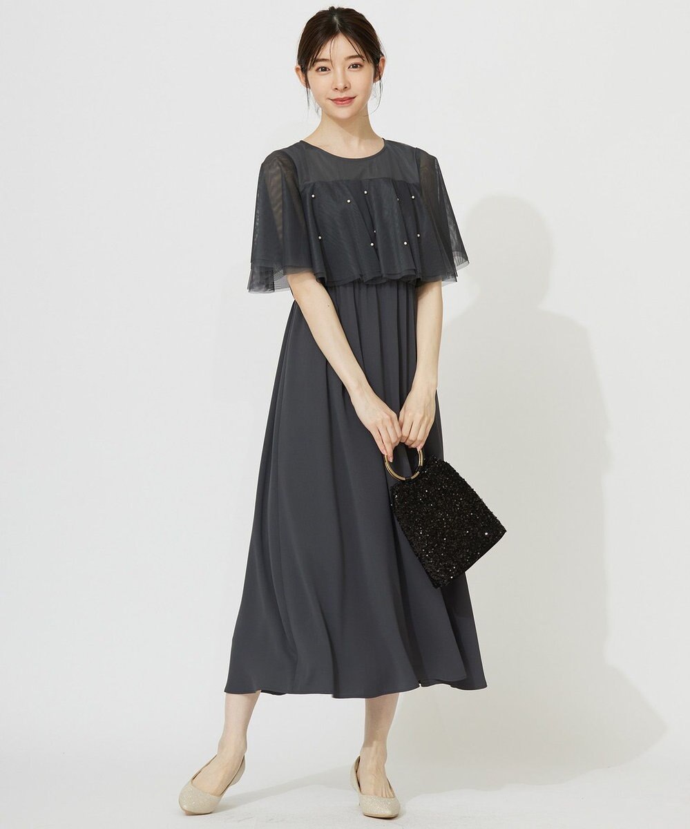 ANY SIS 【Lily Calin】ラッフルチュールフェイクパール ドレス 