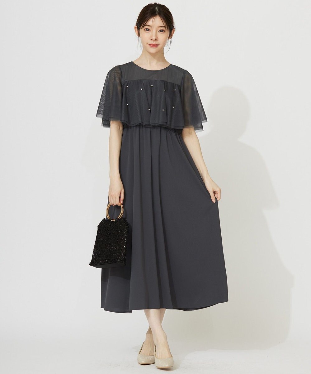 ANY SIS 【Lily Calin】ラッフルチュールフェイクパール ドレス 