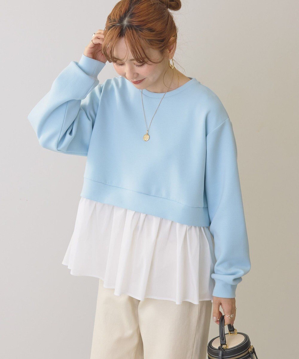 AMERICAN HOLIC 異素材ドッキングティアードポンチプルオーバ 