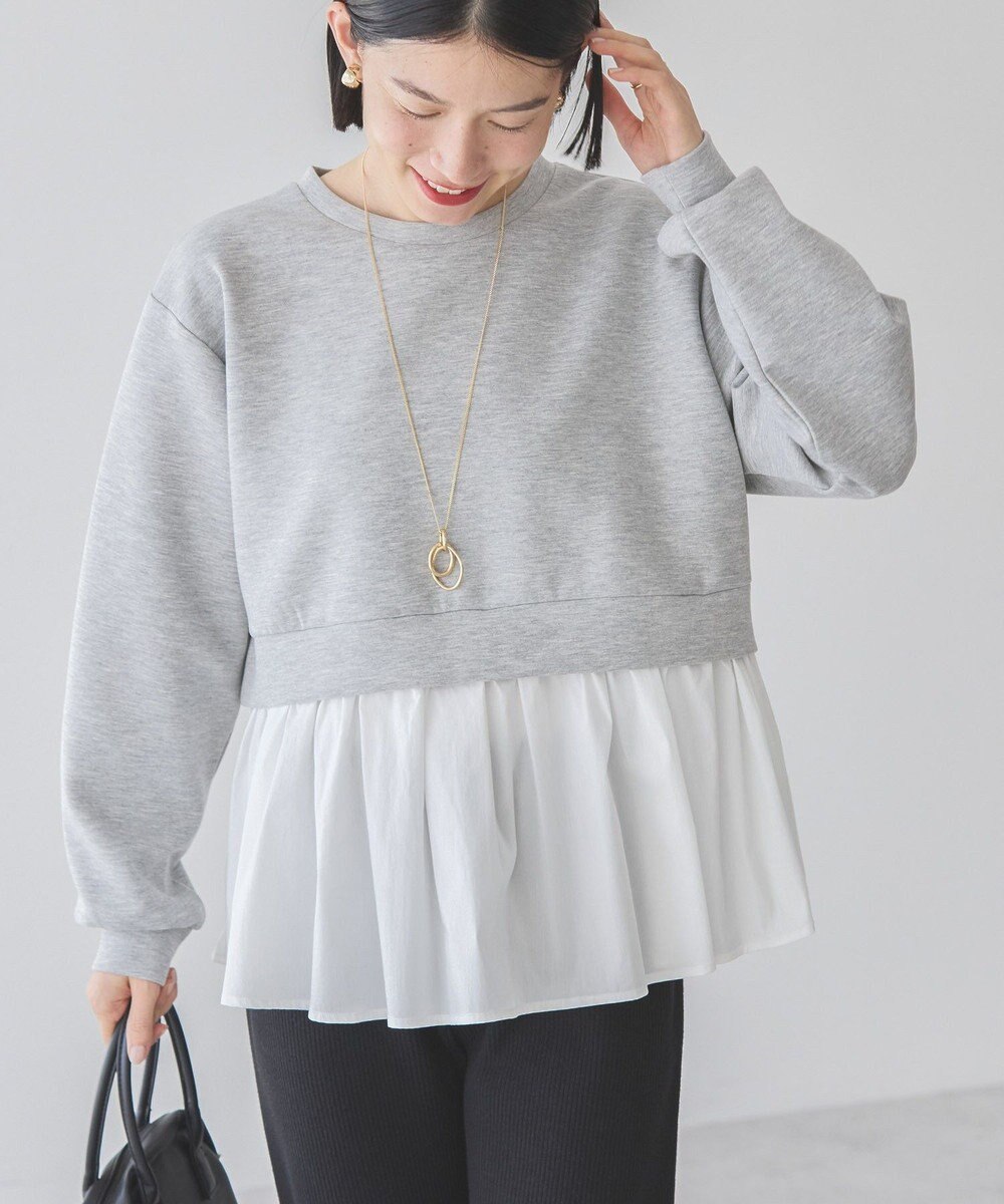 AMERICAN HOLIC 異素材ドッキングティアードポンチプルオーバ 