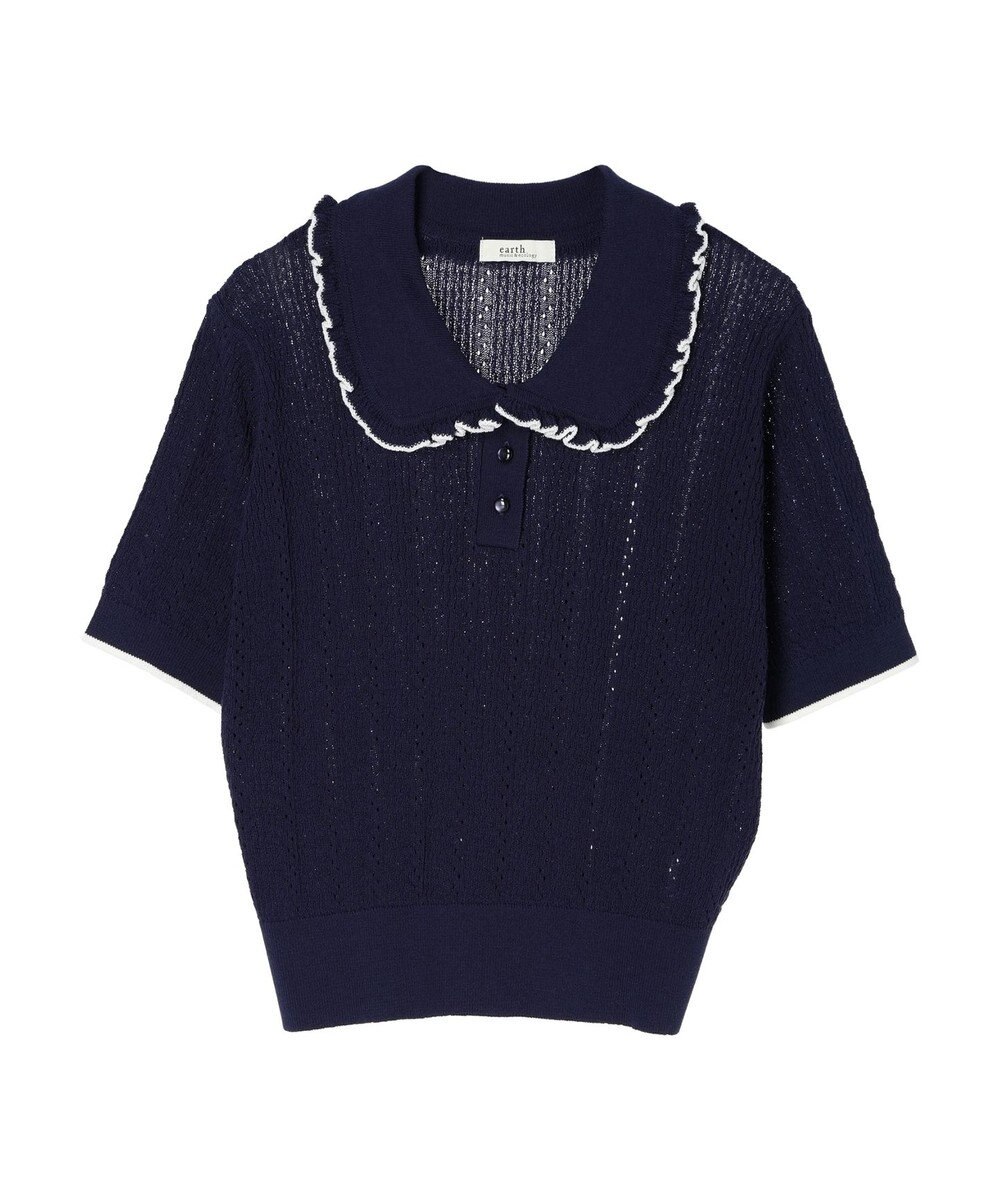 earth music&ecology フリルニットポロ 