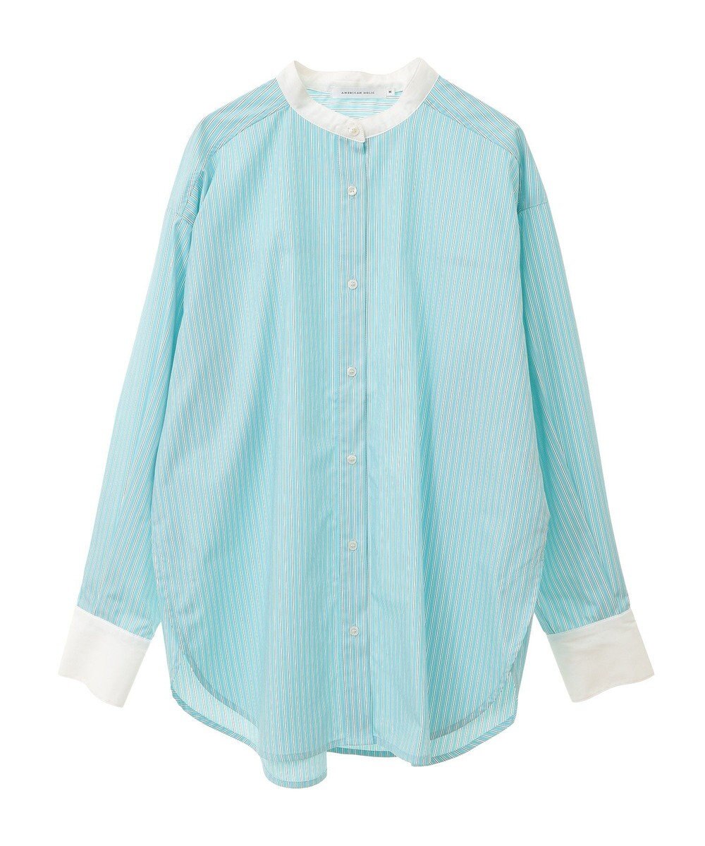 AMERICAN HOLIC イージーケアバンドカラーロングシャツ 