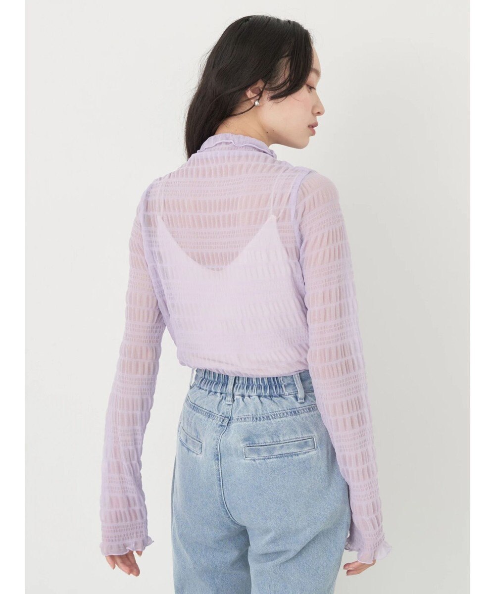 earth music&ecology ジャガードシャーリングシアートップス 