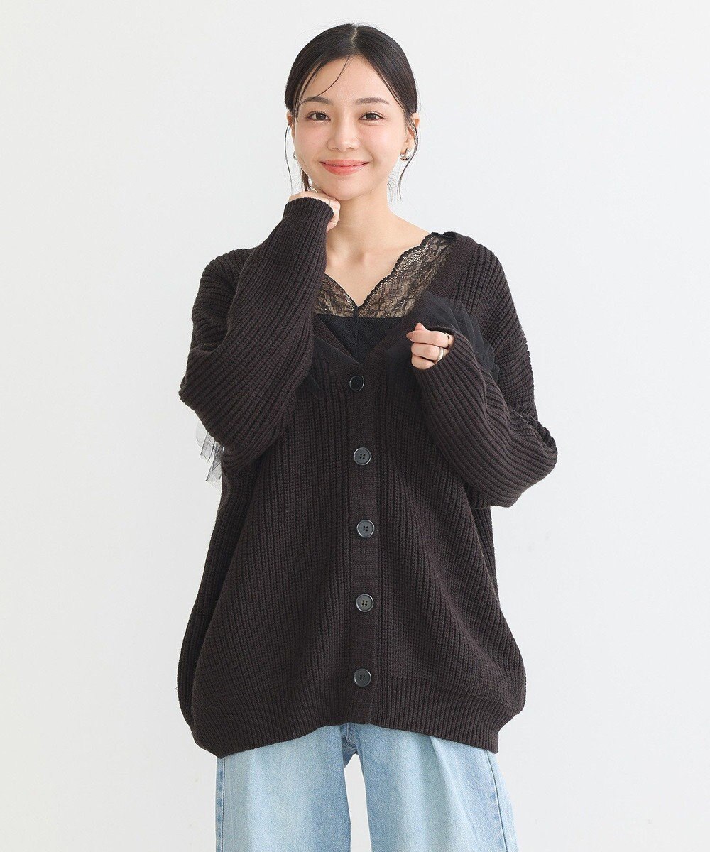 earth music&ecology チュールフリルカーディガン 