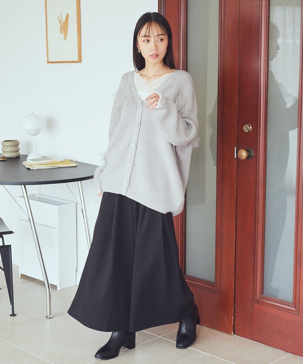 earth music&ecology チュールフリルカーディガン 