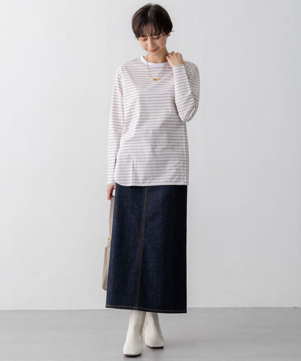 23区 【大好評素材/洗える】コットンベアジャージー ロング Tシャツ 