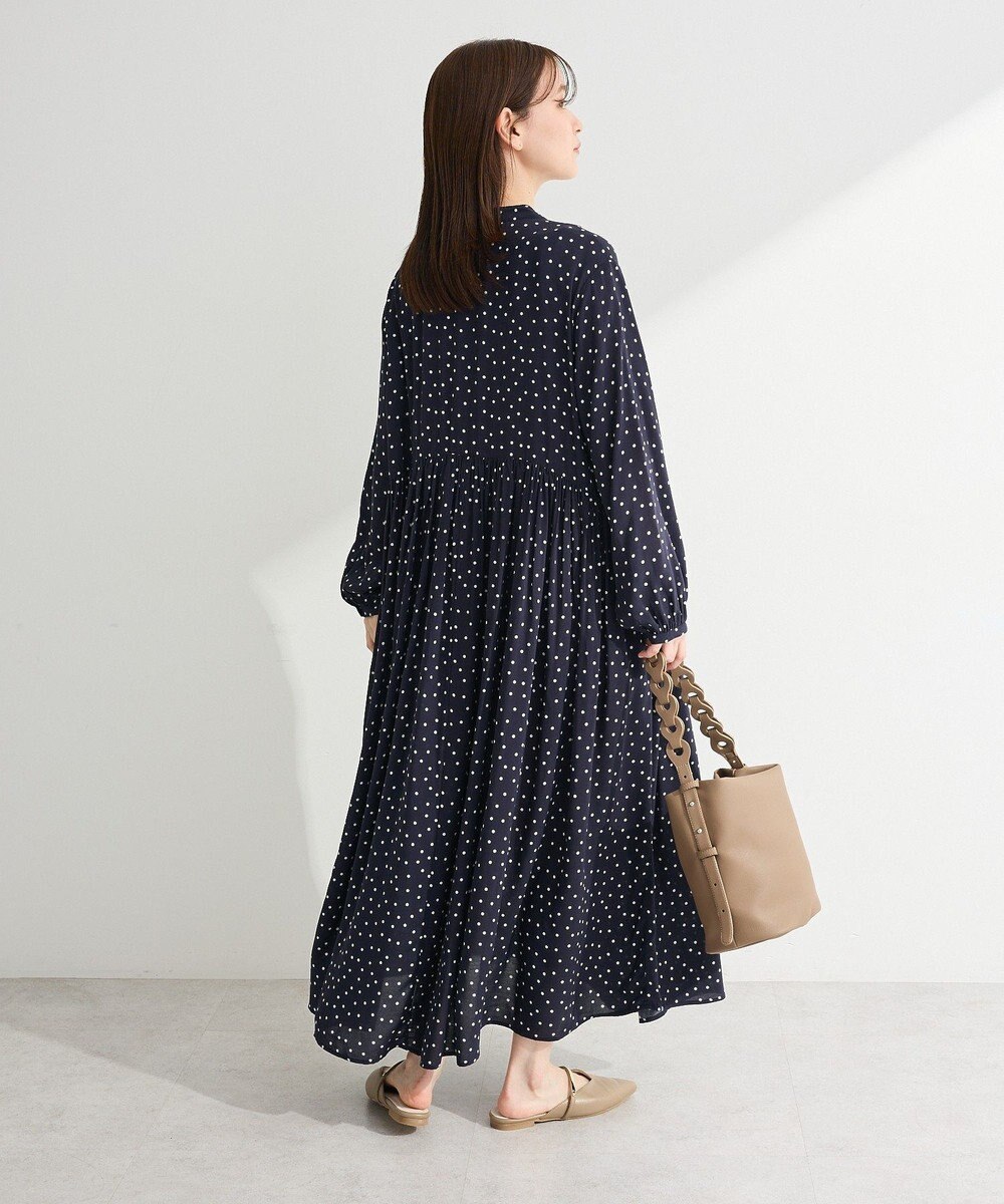 Green Parks スキッパーギャザーワンピース 