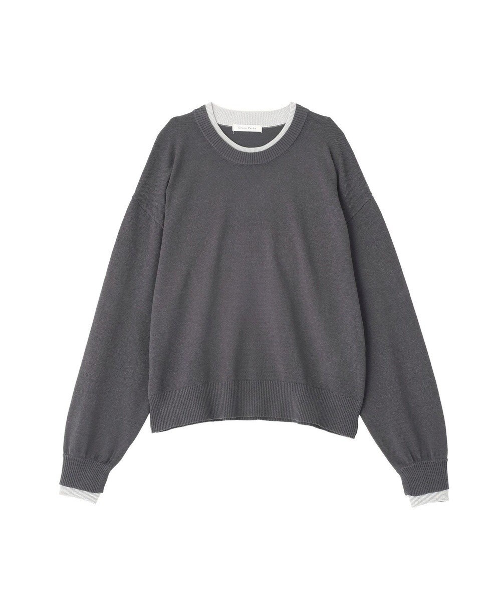 Green Parks アンチピリングレイヤード風ニットプルオーバー 