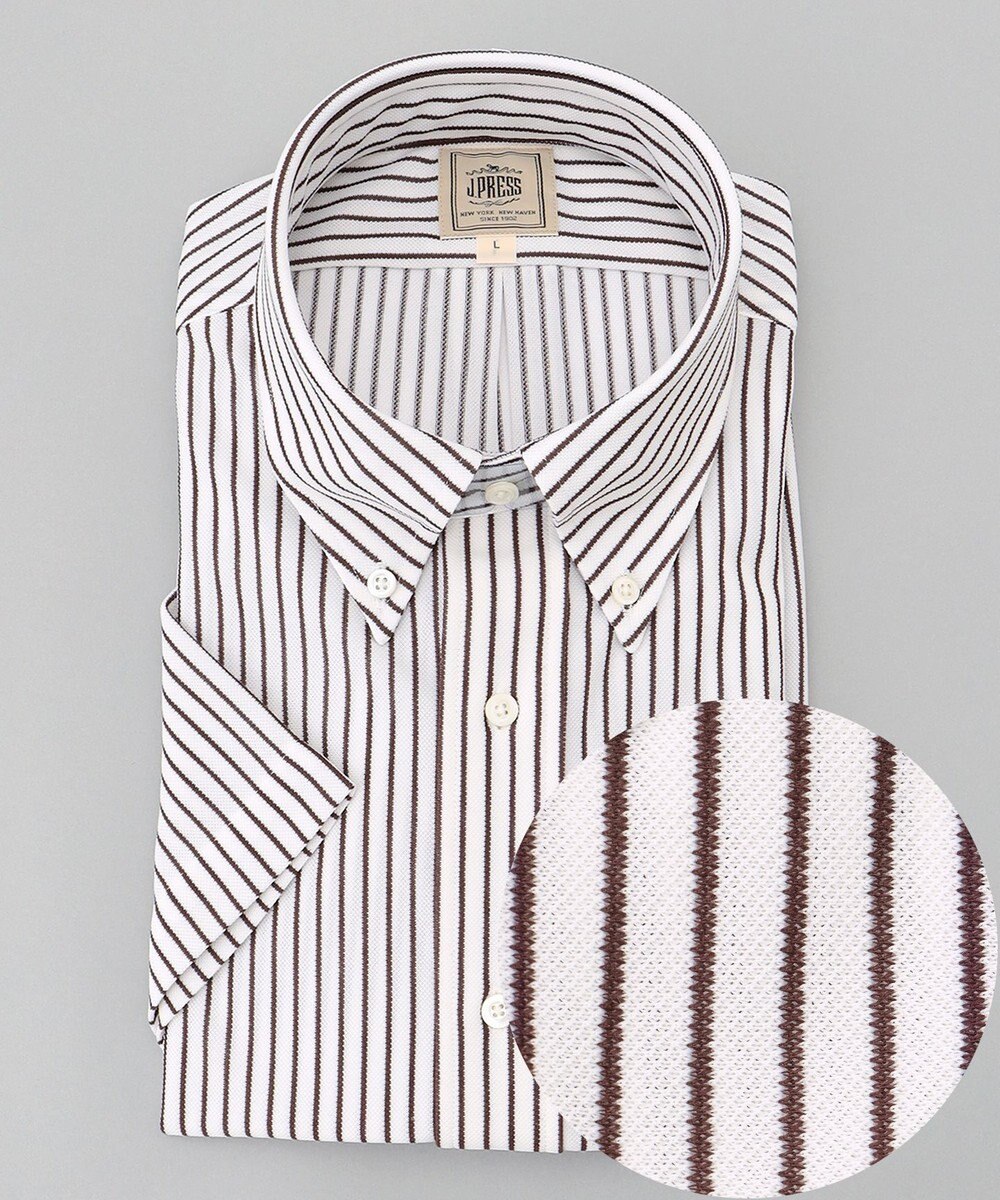 J.PRESS MEN 【J.PRESS PLUS】カノコインレイストライプパッチポケット シャツ/B.D. 