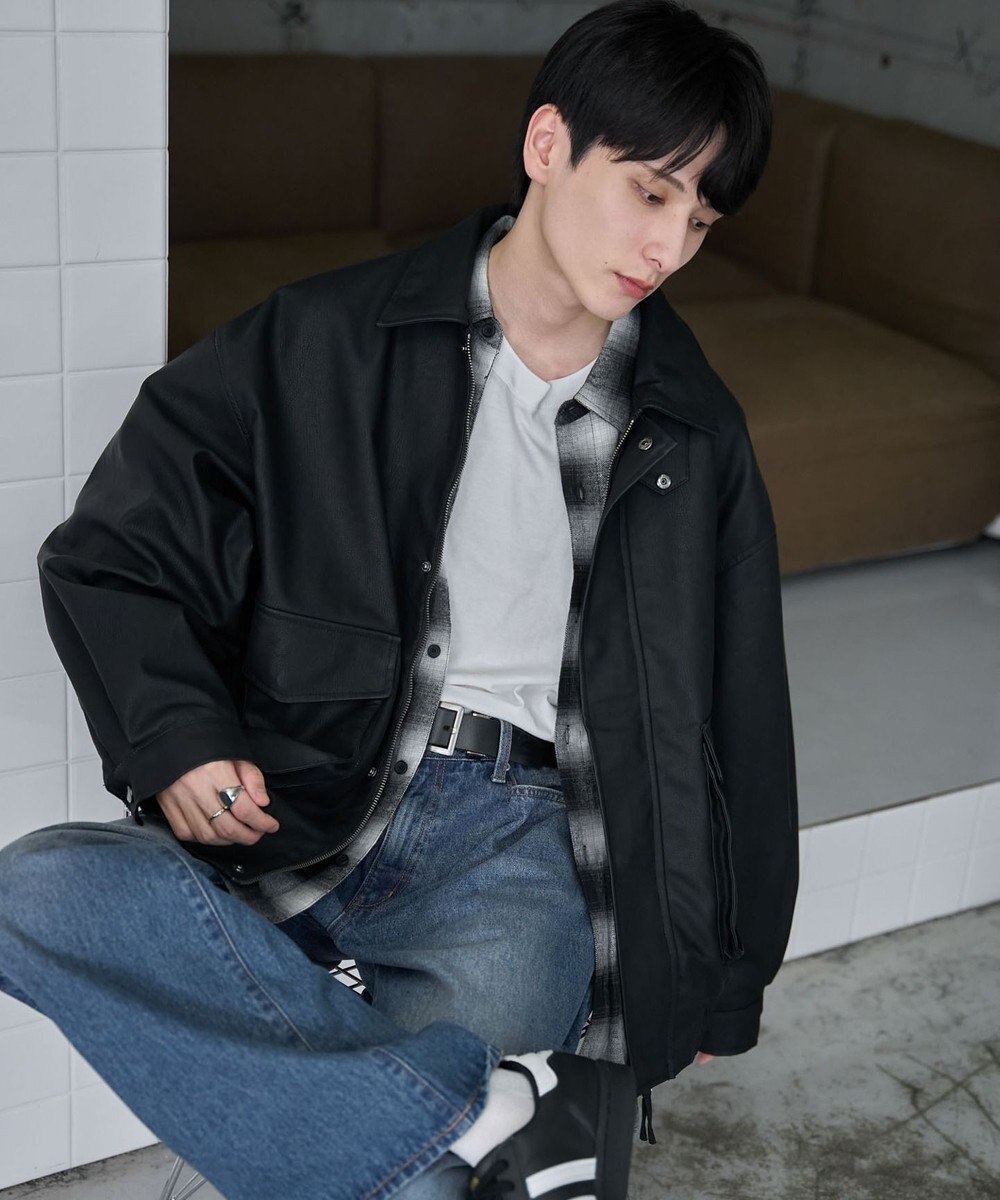 WEGO 【ユニセックス着用ITEM】エコレザー2WAYフライトジャケット 