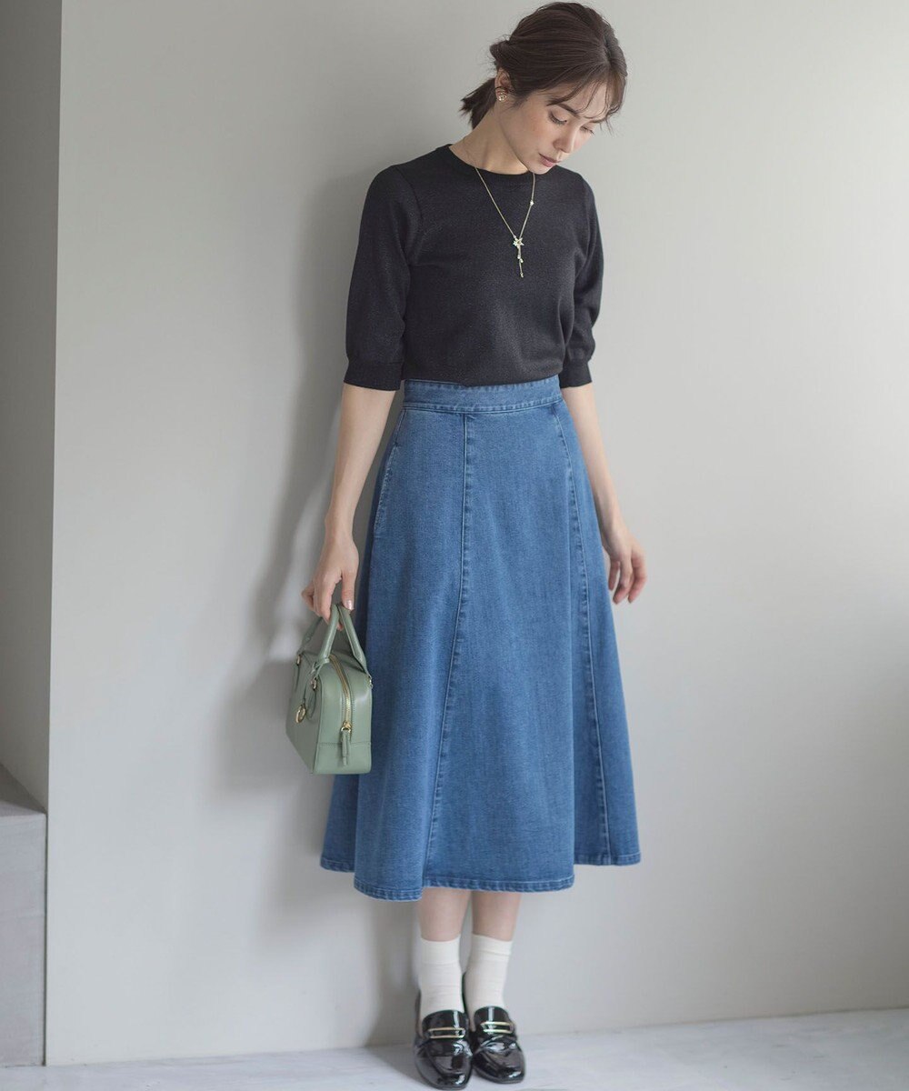 組曲 ライトデニム フレアスカート 