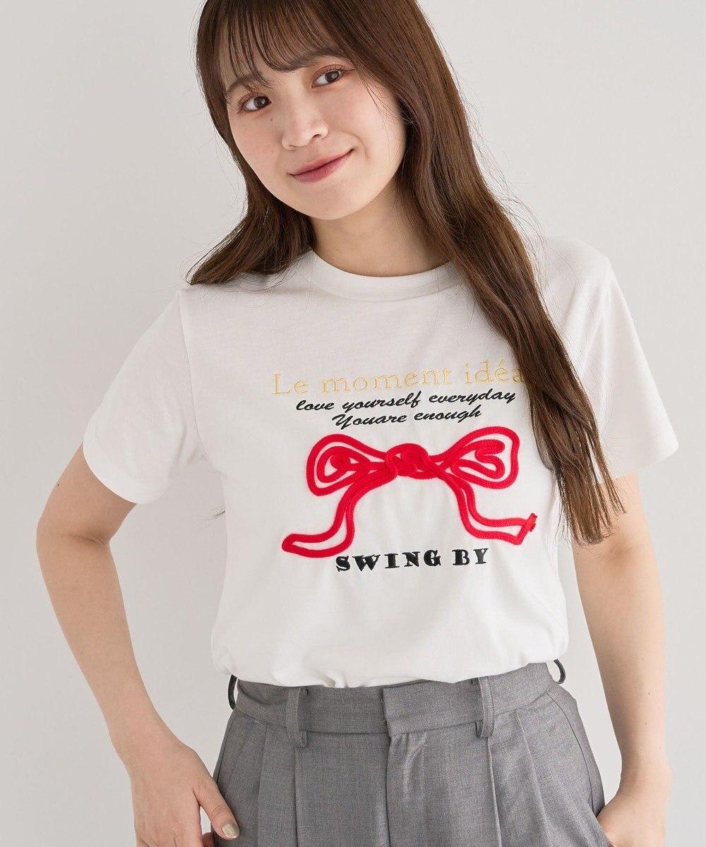 Green Parks ・ｓｗｉｎｇ　ｂｙ　リボンモチーフコード刺繍ＴＥＥ 