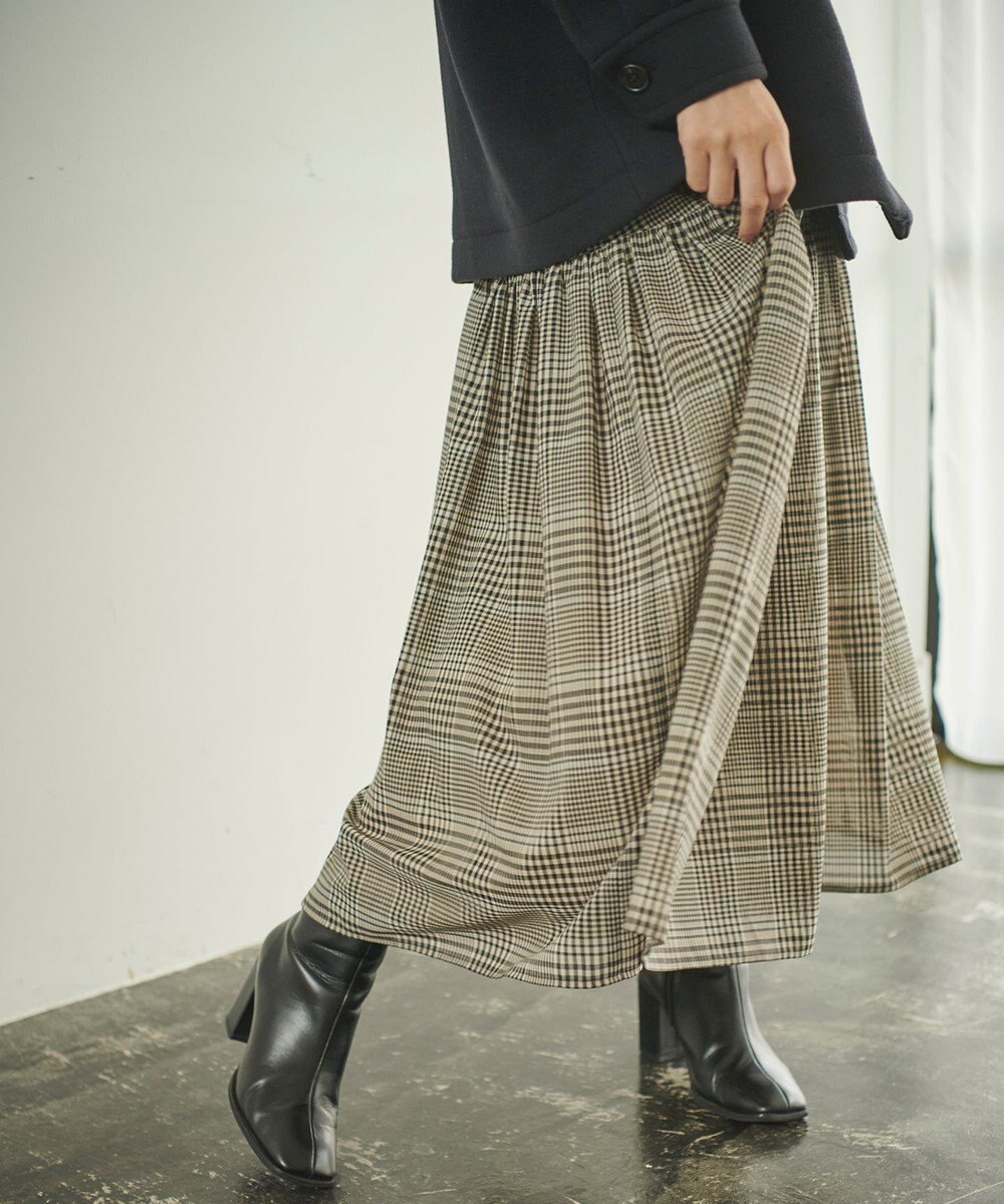 洗える】ボイルチェックギャザースカート / #Newans | ファッション