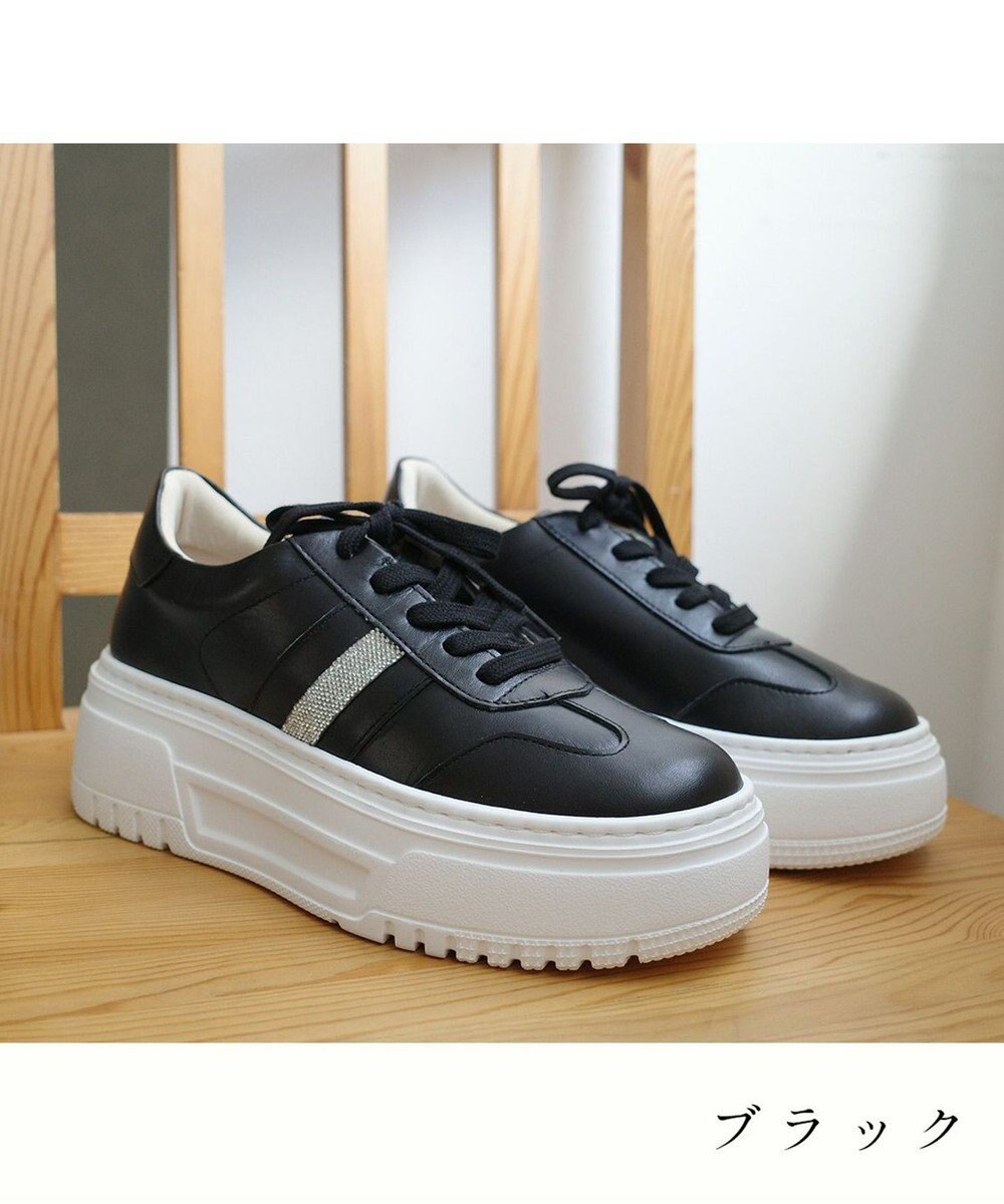 Pointer 日本製 本革ボリューム厚底スニーカー 