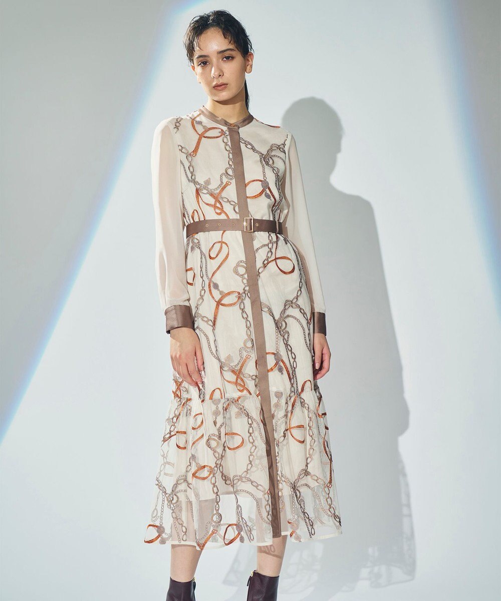 GRACE CONTINENTAL チェーン刺繍ワンピース 