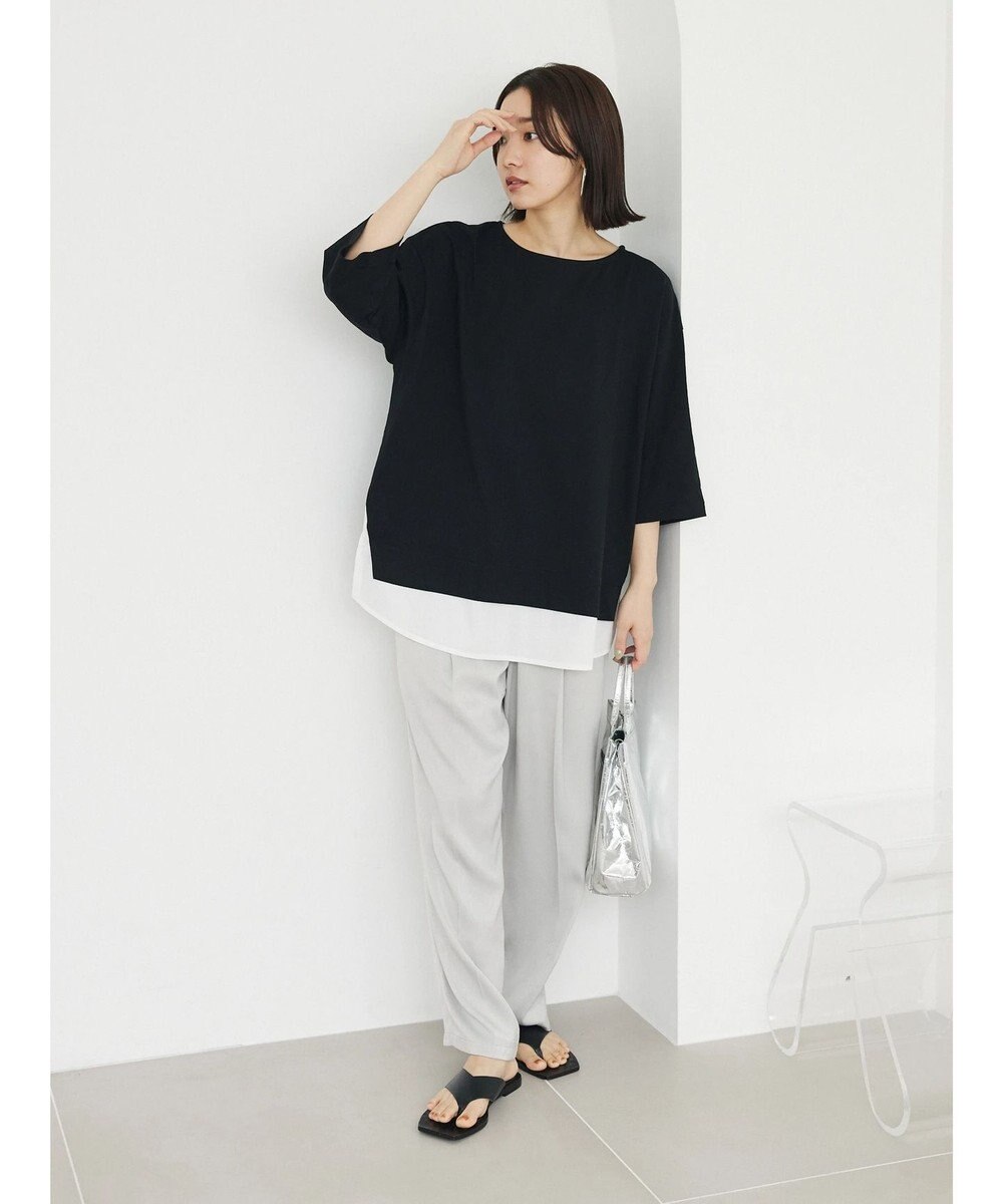 Green Parks 裾ドッキングレイヤー風７分袖プルオーバー 