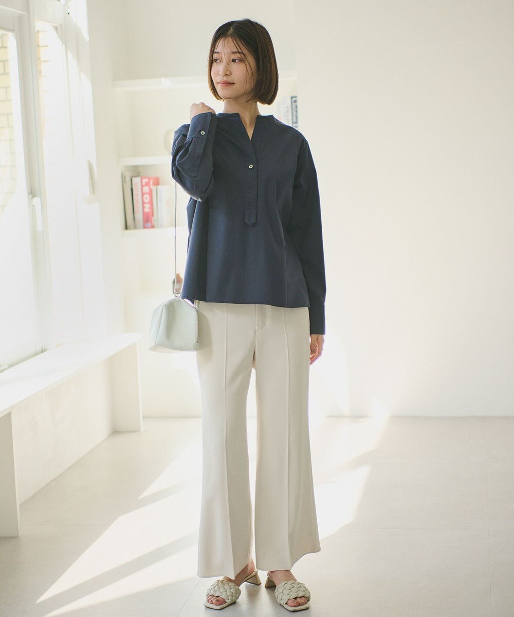 #Newans 【ANSWER for 骨格ストレート】タックデザインスキッパーネックシャツ 