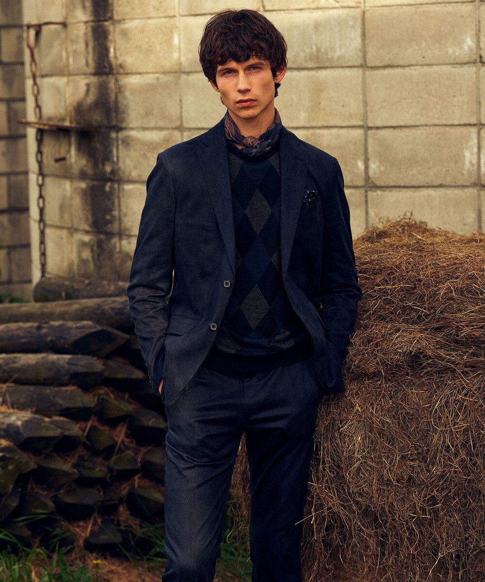 JOSEPH ABBOUD 【ストレッチ】ヘリンボンスウェード ジャケット 