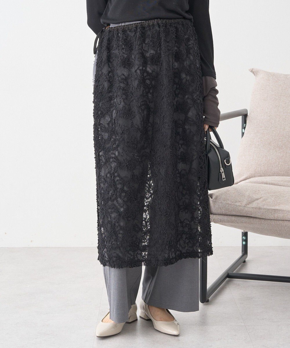 earth music&ecology モールレースラップスカート 