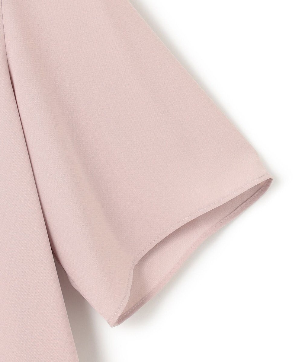 ICB L 【接触冷感・UVケア・速乾・洗える】BackSatinAmunzen 5分袖Vネックボウタイブラウス 