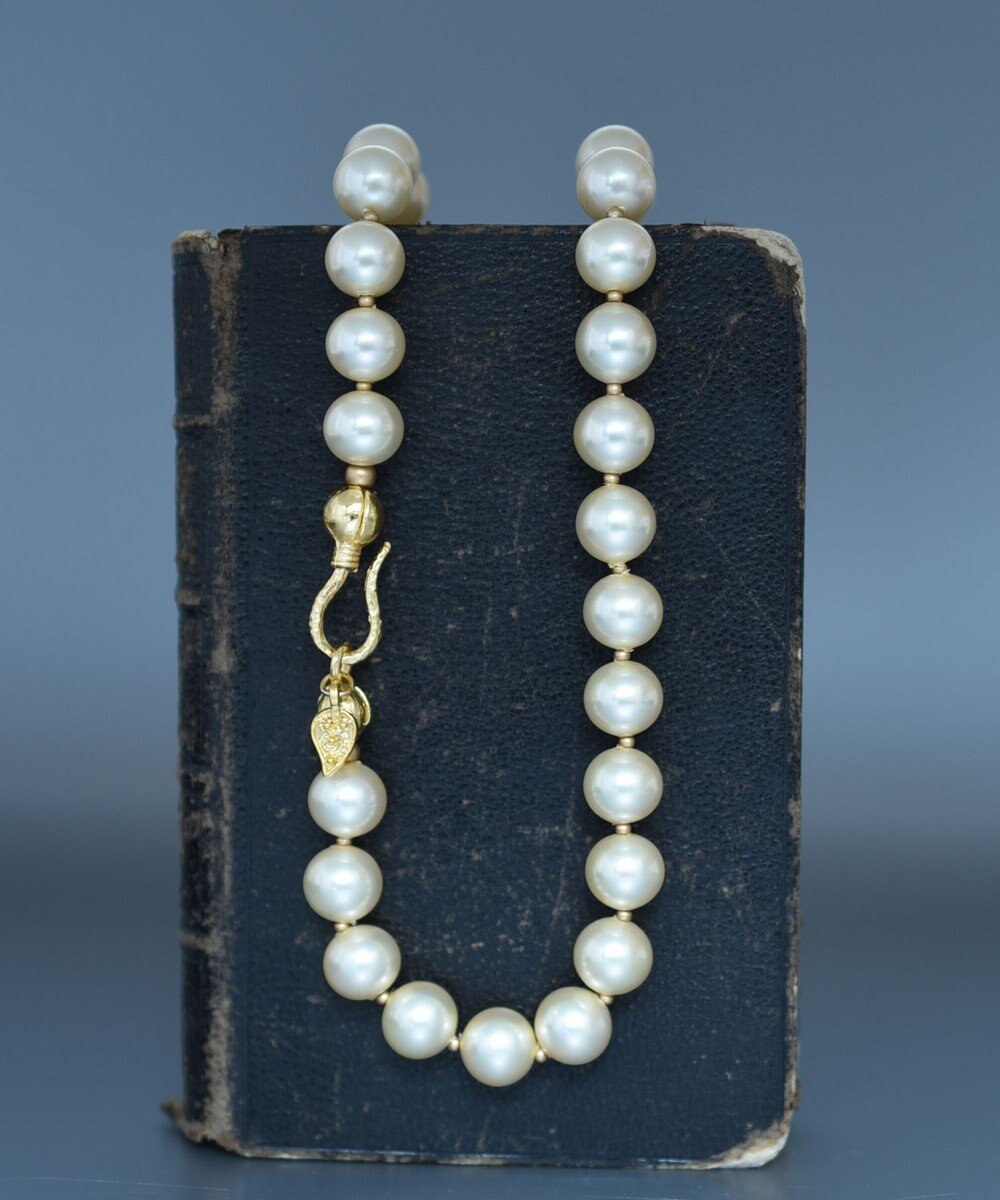 monshiro ラウンドガラスパールネックレス 