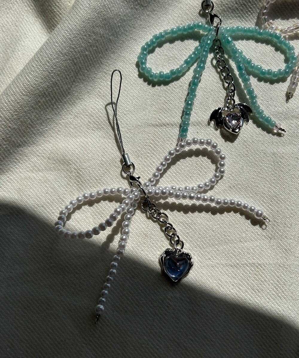 WEGO リボンビーズストラップキーホルダー 