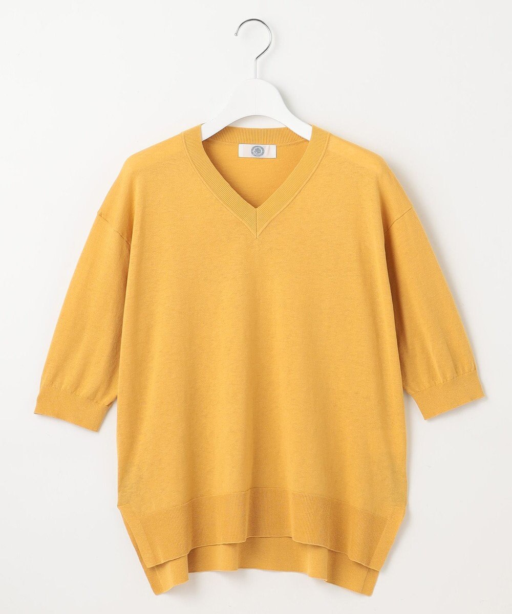 J.PRESS LADIES L 【洗える】COTTON LINEN Vネック ニット 