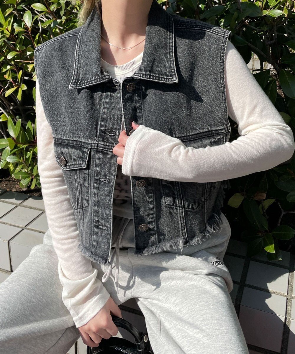 WEGO デニムショートベスト 