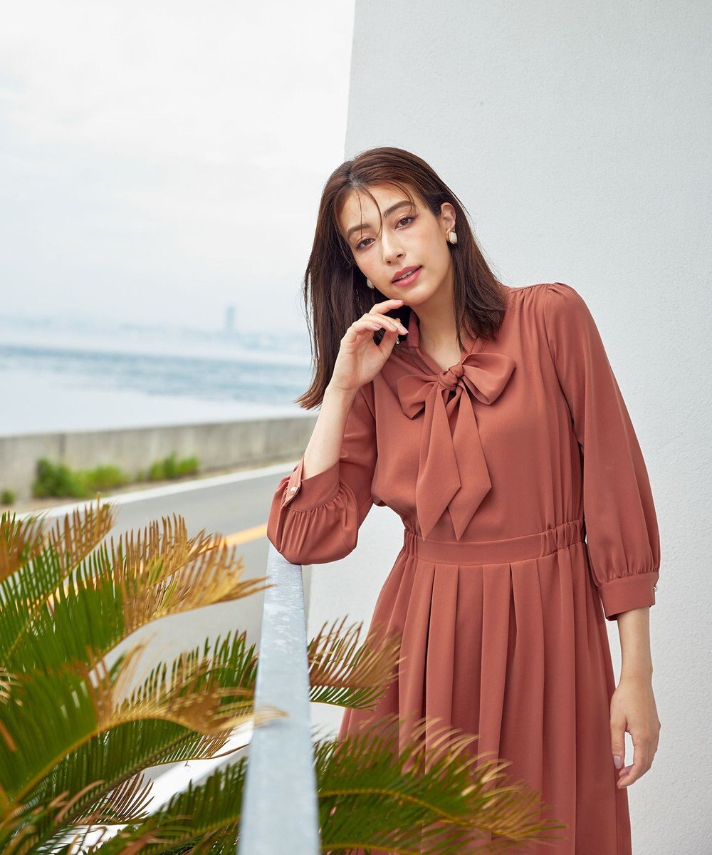 Tiaclasse 【洗える】リボンボウタイワンピース 