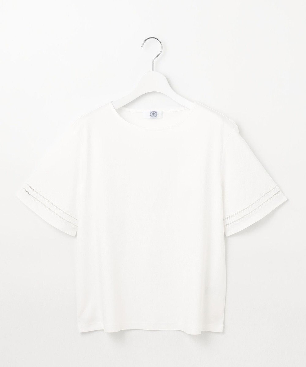 J.PRESS LADIES L 【接触冷感】コットンスムース 刺繍スリーブ カットソー 