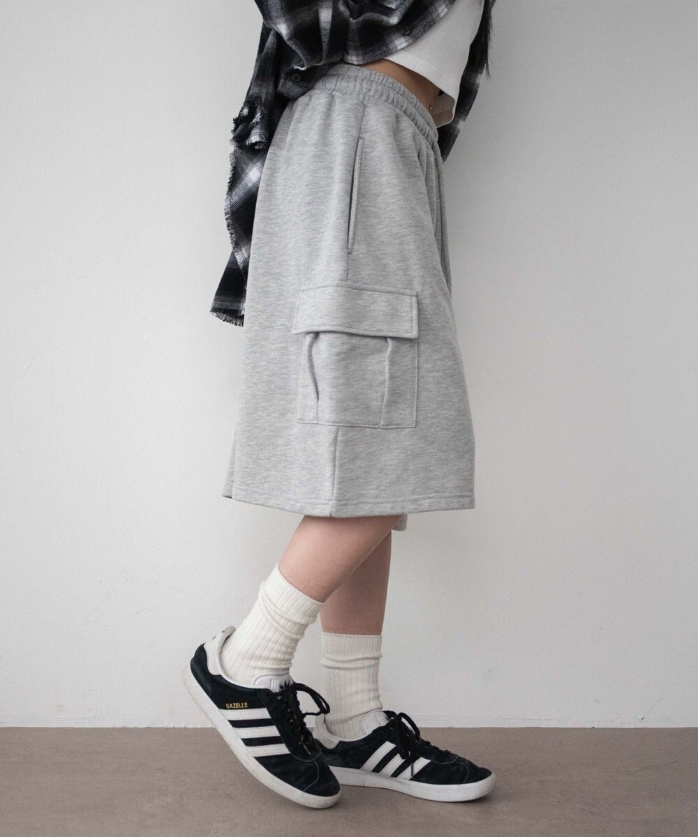 WEGO 【ウエストゴム】スウェットカーゴハーフパンツ 