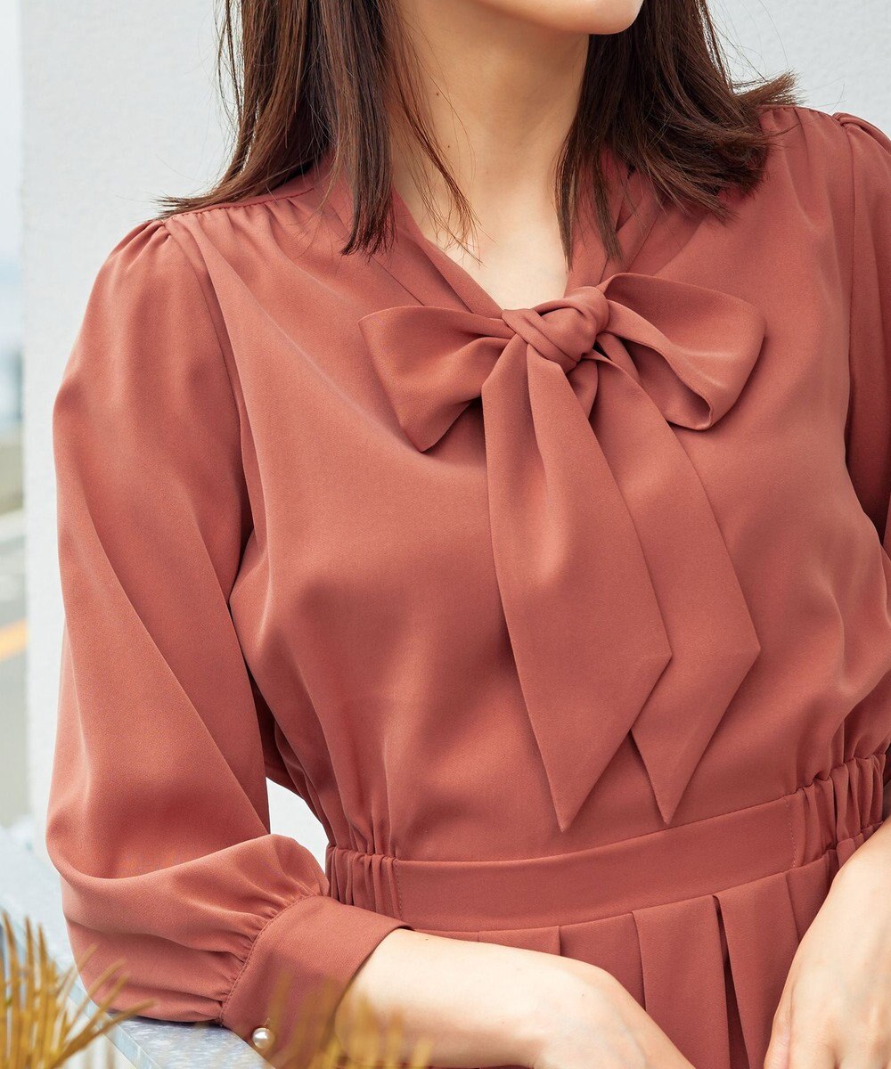 Tiaclasse 【洗える】リボンボウタイワンピース 