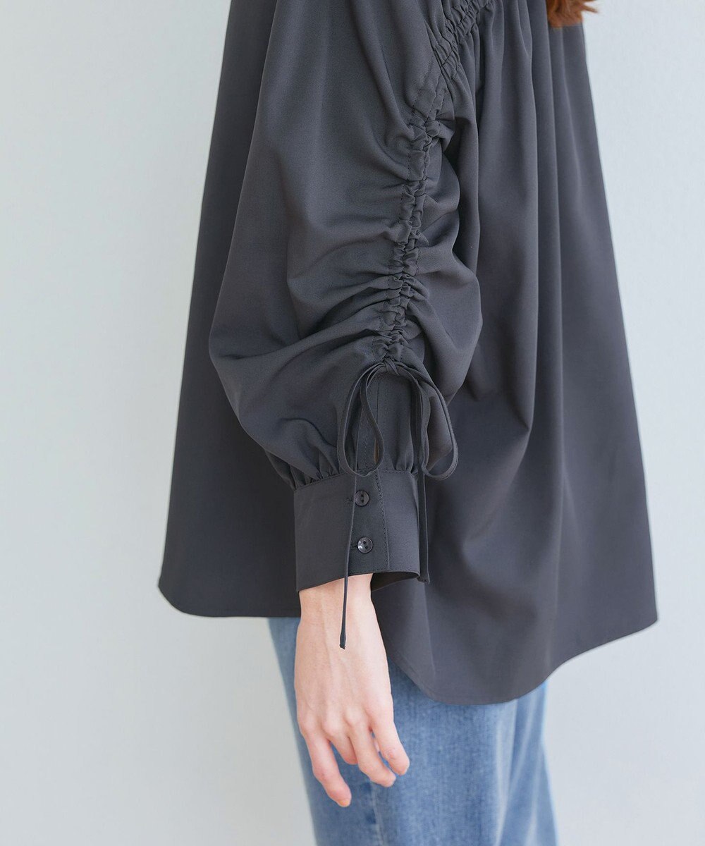 Tiaclasse 【洗える】ドロストギャザー袖シャツチュニック 