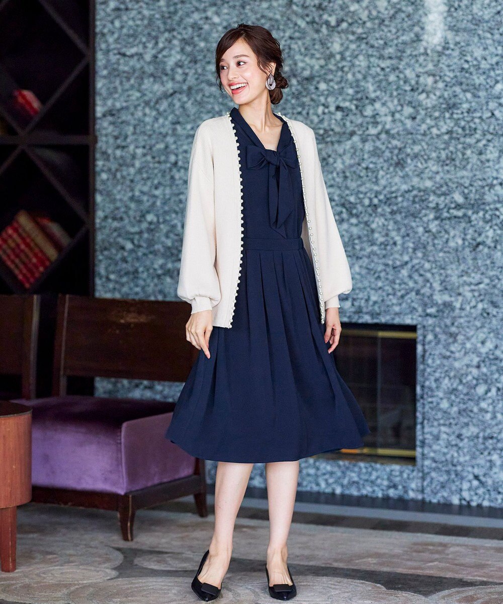 Tiaclasse 【洗える】リボンボウタイワンピース 