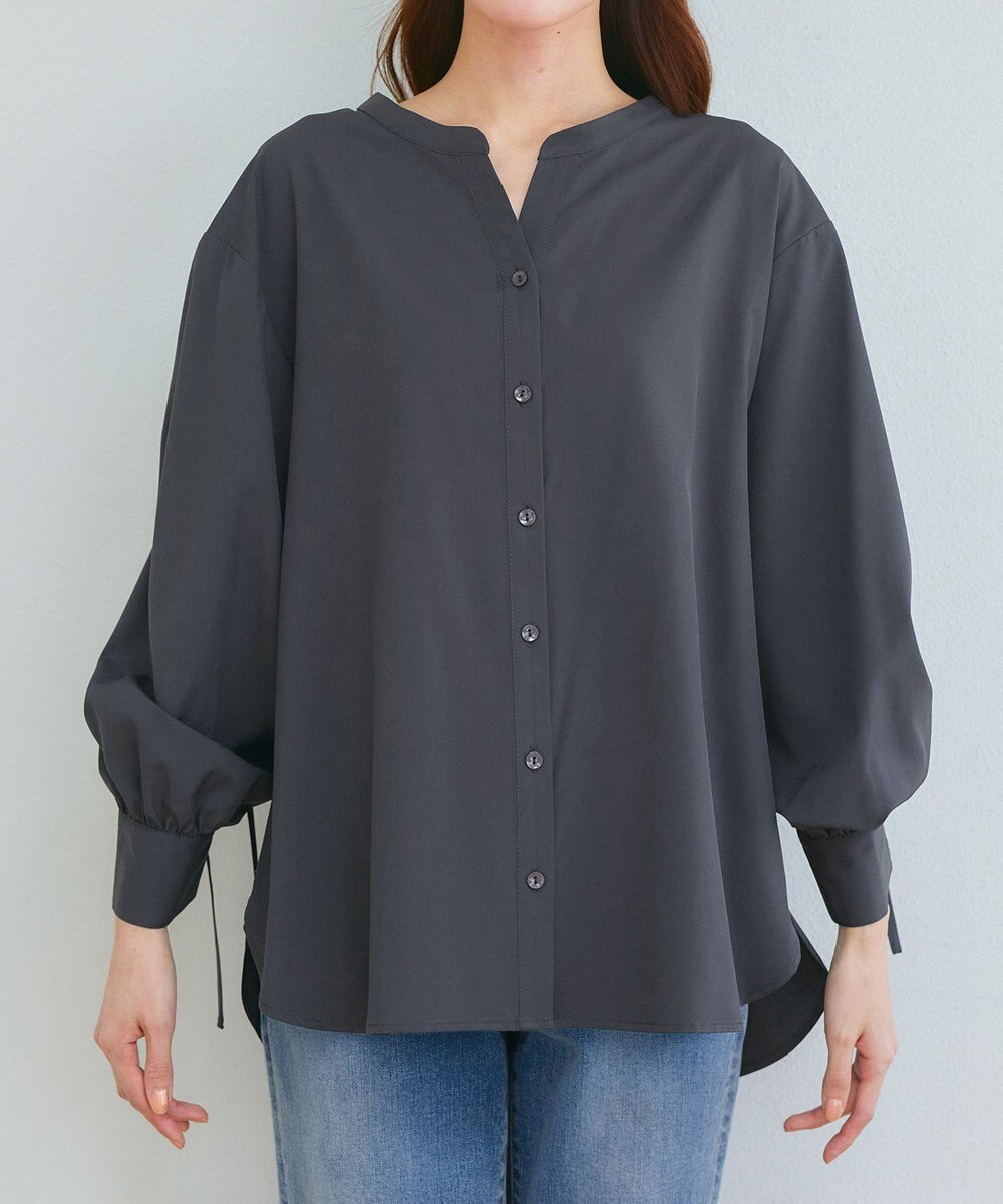 Tiaclasse 【洗える】ドロストギャザー袖シャツチュニック 