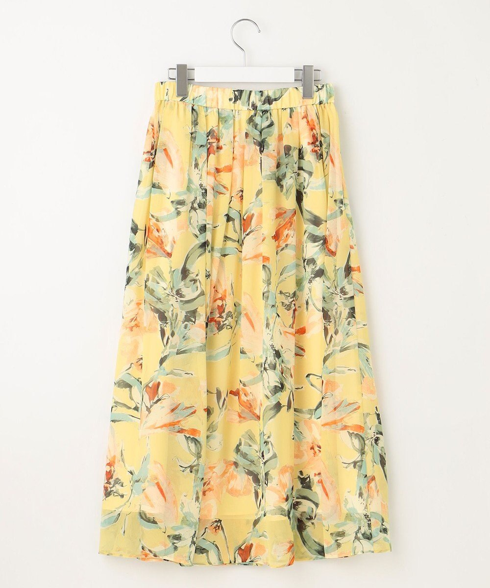自由区 S 【ウエストゴム・洗える】ペイントフラワープリント スカート 