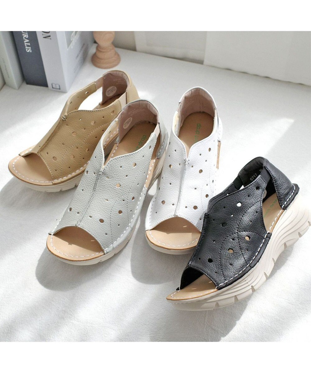 Pointer 本革 超軽量厚底パンチングサンダル 