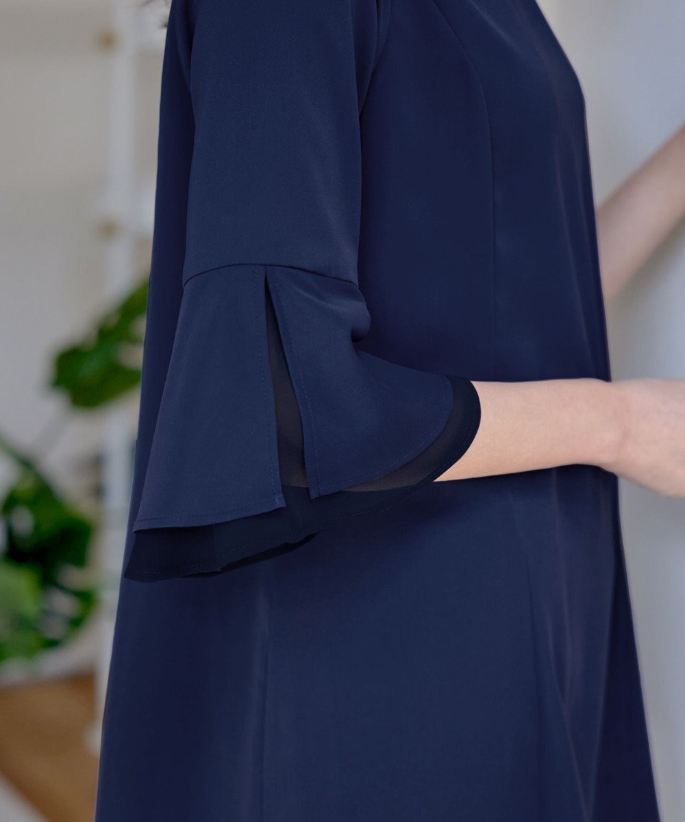 Tiaclasse 【新色追加・洗える】シフォンフレア袖チュニックブラウス 