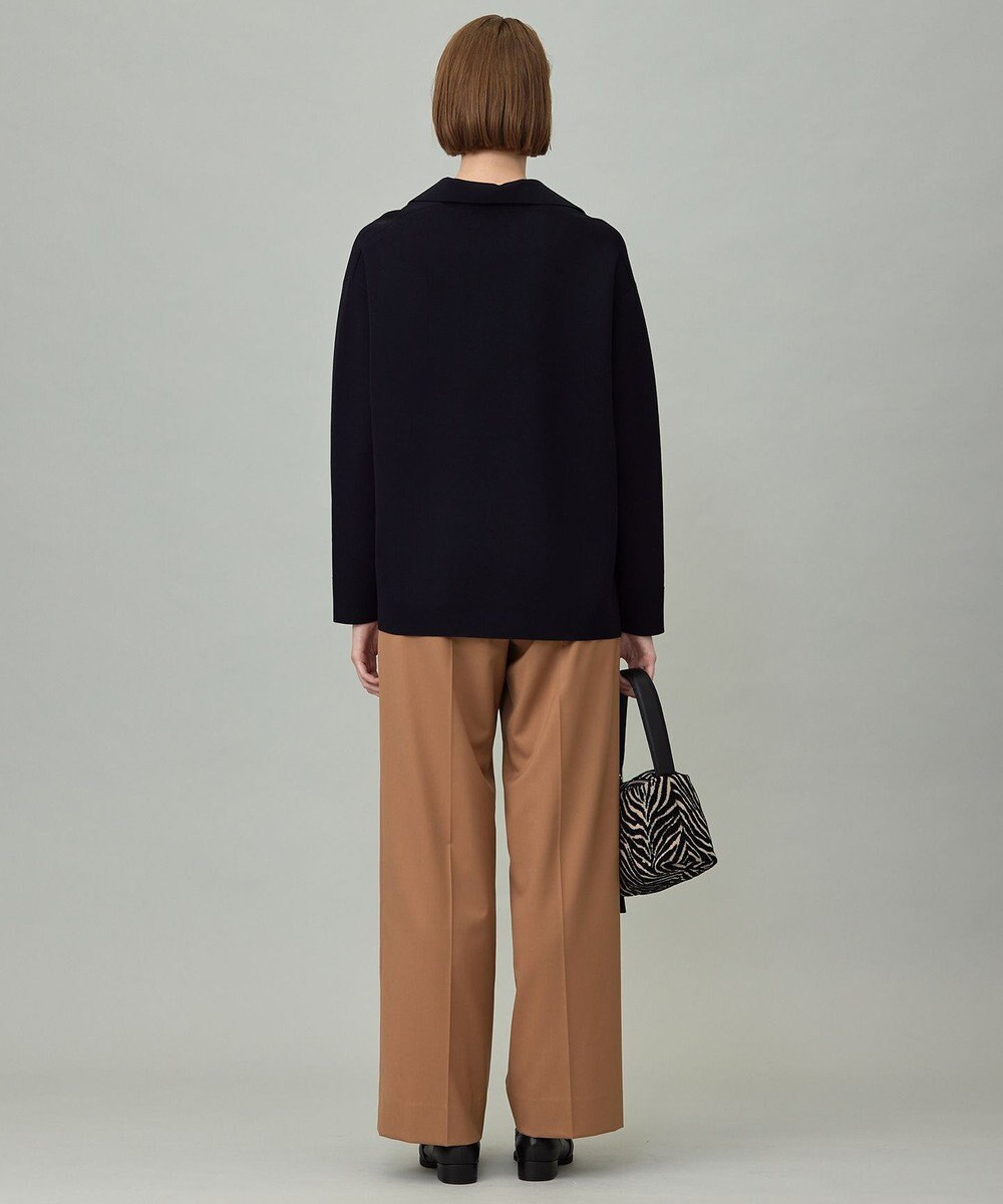 ICB L 【洗える】 シンセティックダブルフェイス スキッパーニットプルオーバー 