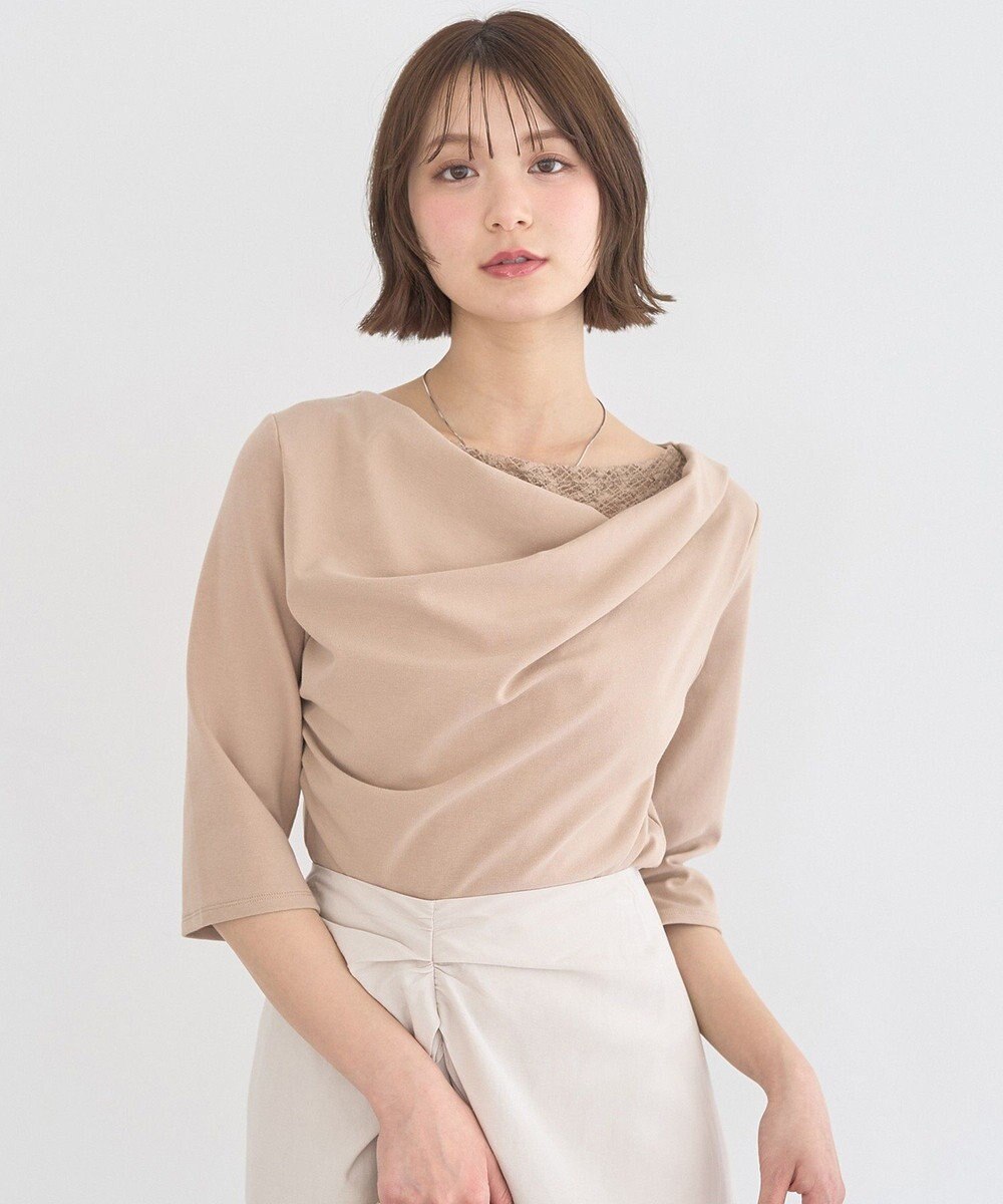 earth music&ecology レースレイヤードドレーププルオーバー 