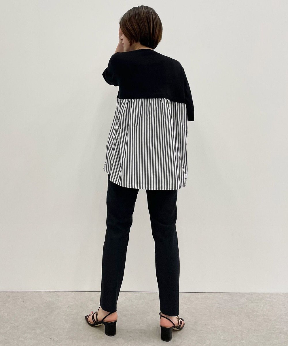 自由区 【洗える】ハイツイストコットンアセテート バックデザイン プルオーバーニット 