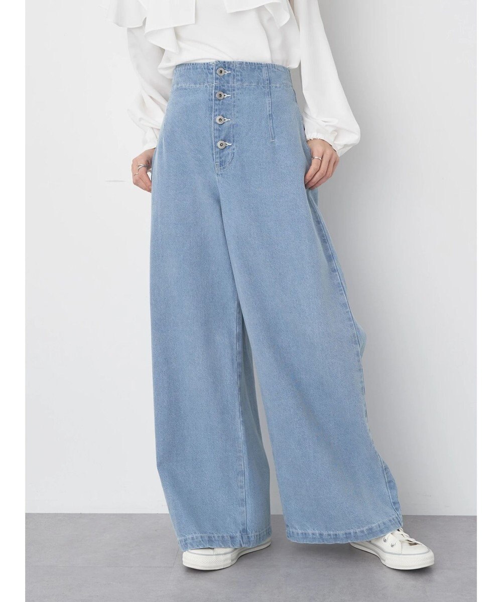 earth music&ecology ボタンフライワイドデニムパンツ 