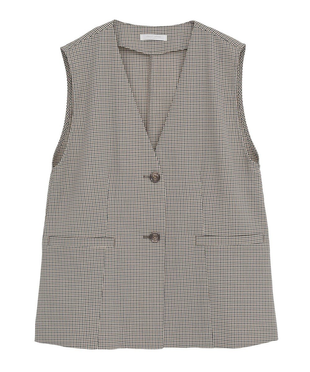 Green Parks ノースリーブチェックジレ 