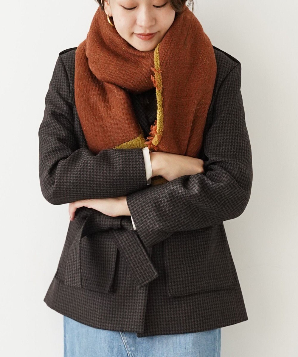 POLS ジャガード織 ウールカットジャガード　ストール 