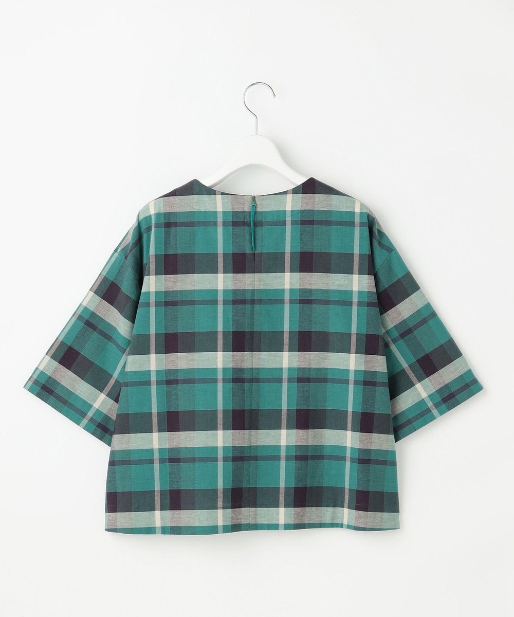 自由区 L コットンリネンチェック ブラウス 