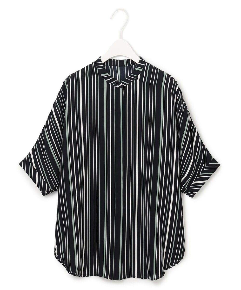 ICB L 【新色追加・接触冷感・UVケア・速乾・洗える】BackSatinAmunzen 5分袖バンドカラーブラウス 