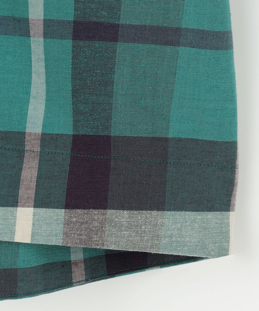 自由区 L コットンリネンチェック ブラウス 