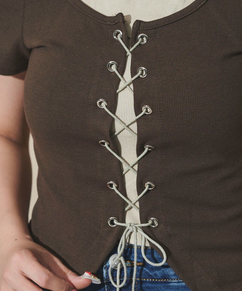 WEGO フロントレースアップレイヤードT 