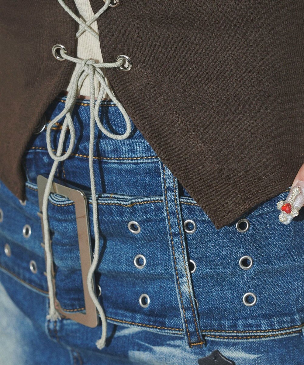 WEGO フロントレースアップレイヤードT 