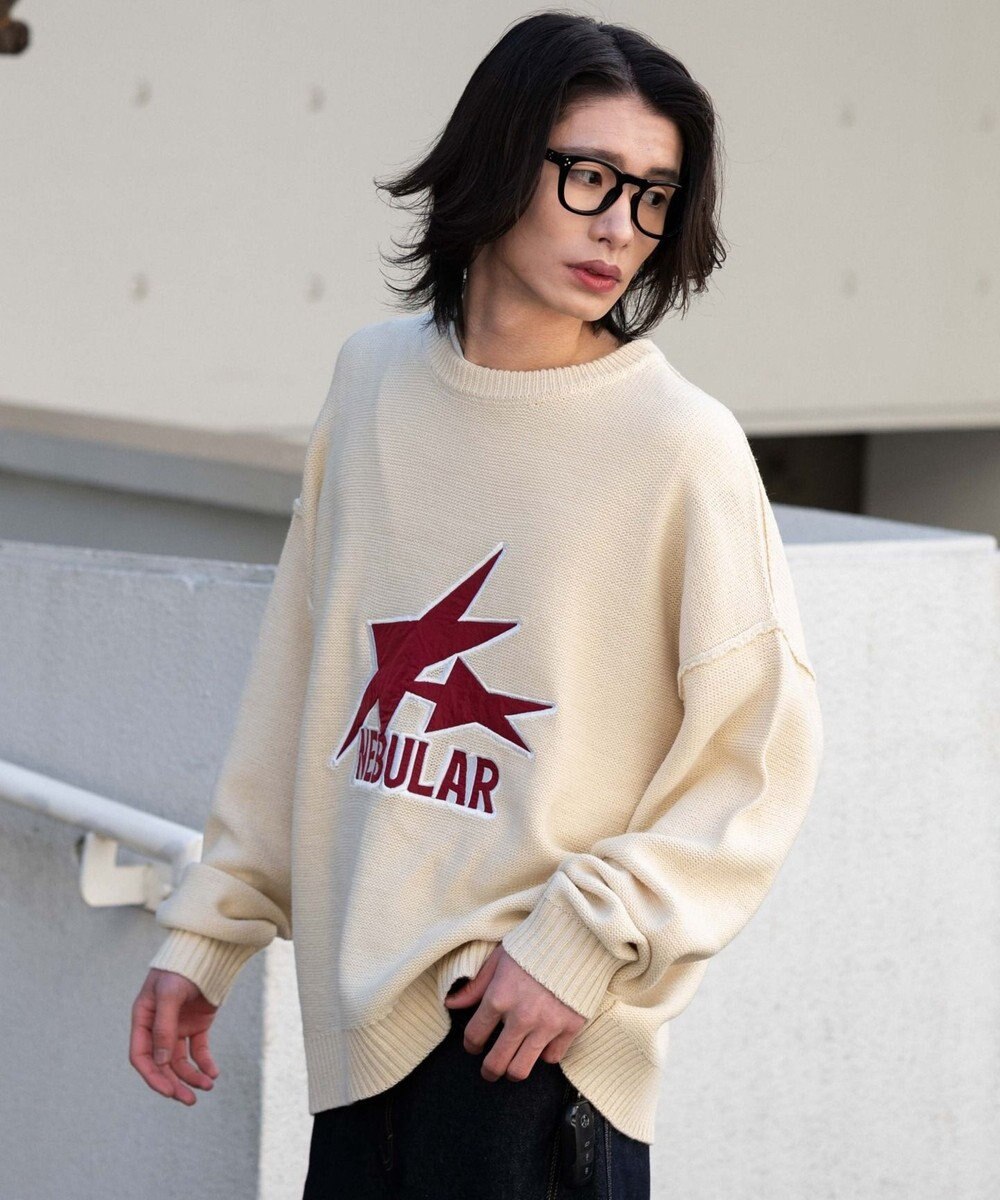 WEGO サテンワッペンニットプルオーバー 